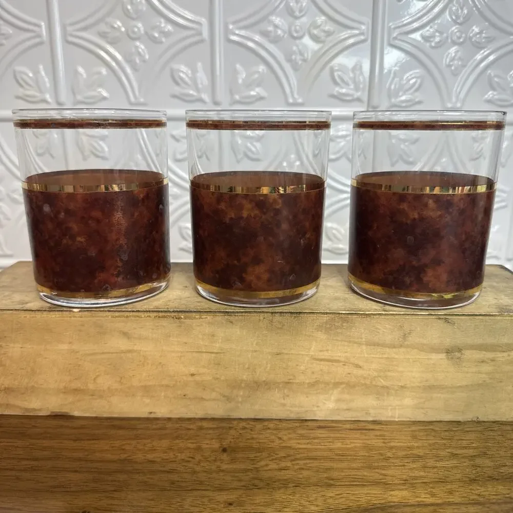 MCM Culver Tortoise Shell and Gold Rocks Glasses 3